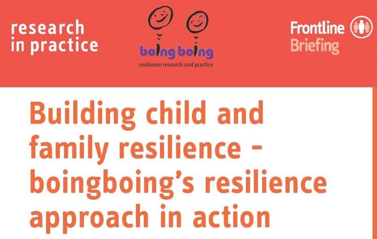 Text image: Building child and family resilience - Boingboing's Resilience Approach In Action