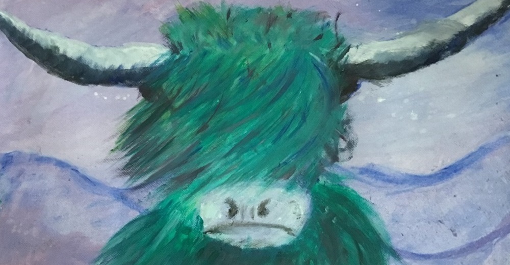 Painting of a Highland Cow By Chantel Hargreaves - digital story telling blog