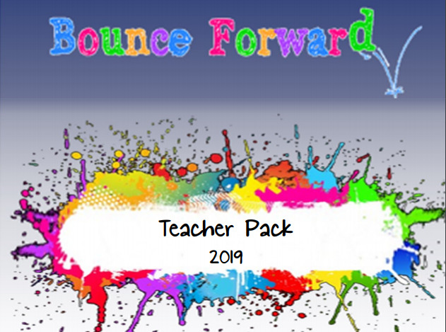 Colourful image stating: Bounce Forward Teacher Pack 2019