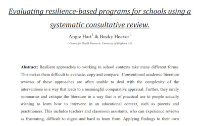 Evaluating resilience-based programs for schools using a systematic consultative review