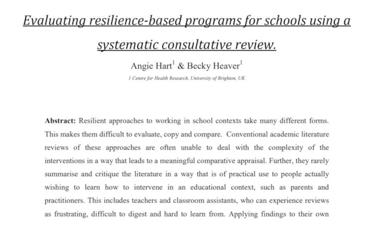 Evaluating Resilience Based Programs