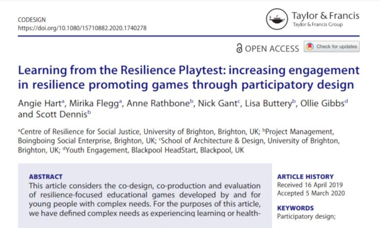 Learning from the Resilience Playtest: increasing engagement in resilience promoting games through participatory design