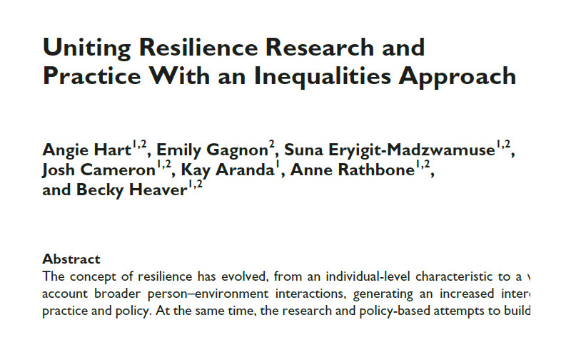 Uniting Resilience Research and Practice with an Inequalities Approach