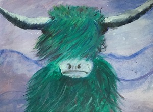 Painting of a Highland Cow By Chantel Hargreaves - digital story telling blog