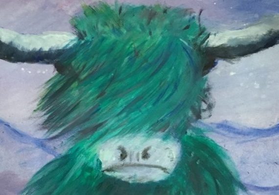 Painting of a Highland Cow By Chantel Hargreaves - digital story telling blog