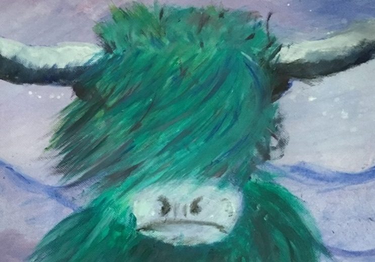 Painting of a Highland Cow By Chantel Hargreaves - digital story telling blog