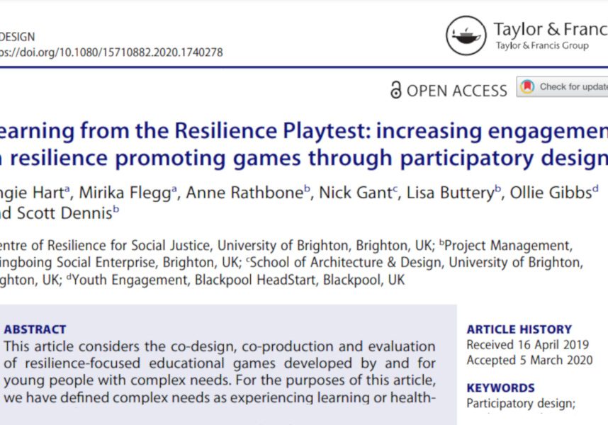 Learning from the Resilience Playtest: increasing engagement in resilience promoting games through participatory design