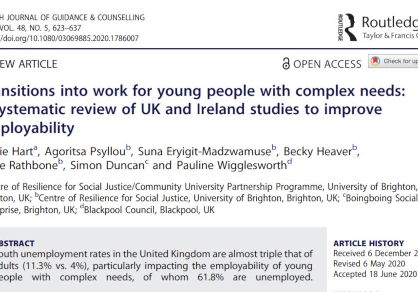 Transitions Into Work For Young Peopel With Complex Needs